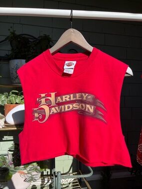 Landers Harley Davidson Red Cropped Tank Hot Springs Arkansas mens medium